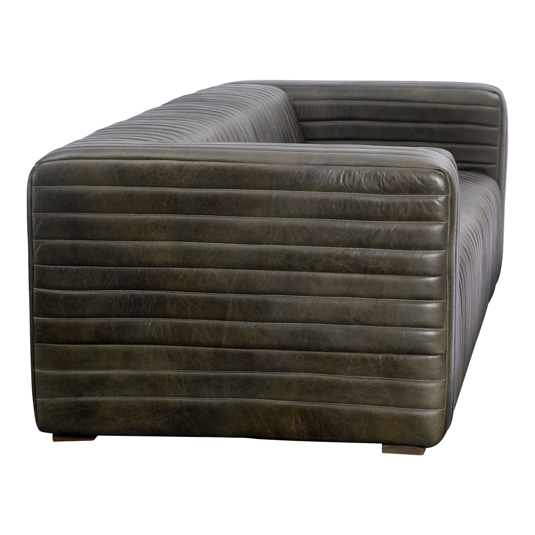 American Home Furniture | Moe's Home Collection - Castle Sofa Charred Olive Leather