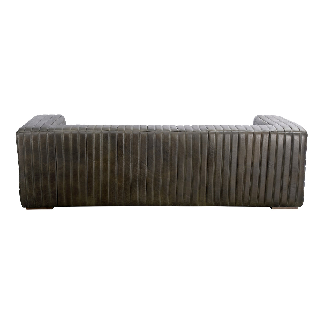 American Home Furniture | Moe's Home Collection - Castle Sofa Charred Olive Leather