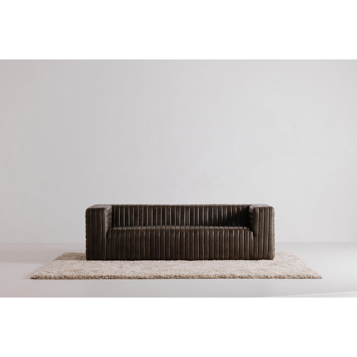 American Home Furniture | Moe's Home Collection - Castle Sofa Charred Olive Leather