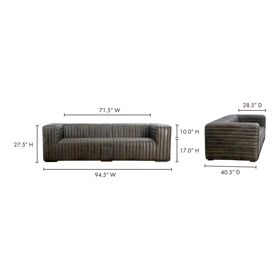 American Home Furniture | Moe's Home Collection - Castle Sofa Charred Olive Leather