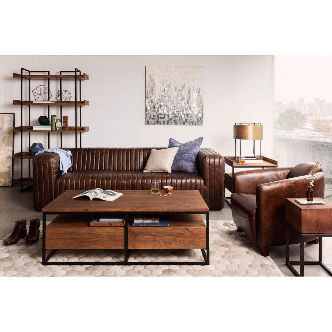 American Home Furniture | Moe's Home Collection - Castle Sofa Dark Brown Leather