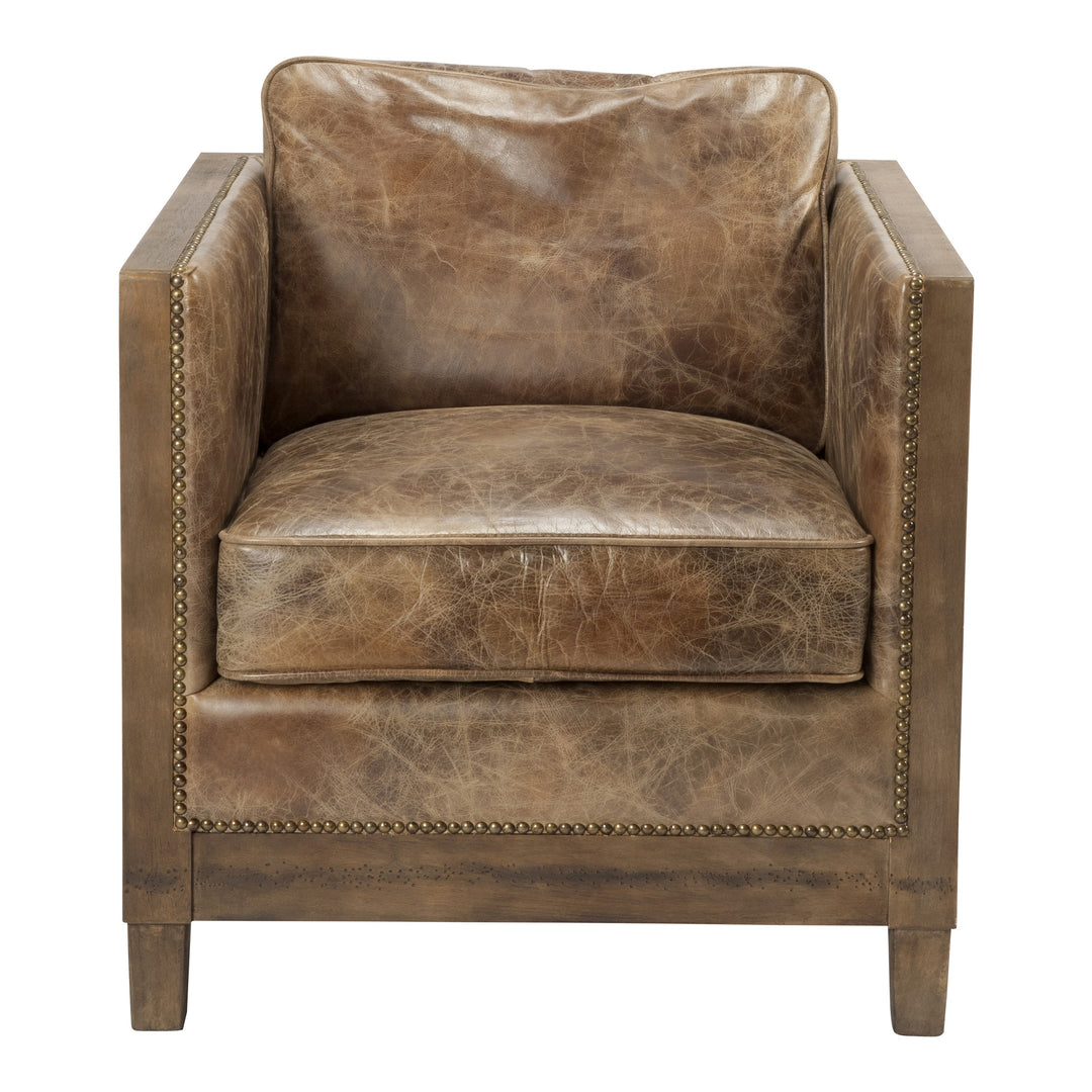 American Home Furniture | Moe's Home Collection - Darlington Club Chair Grazed Brown Leather