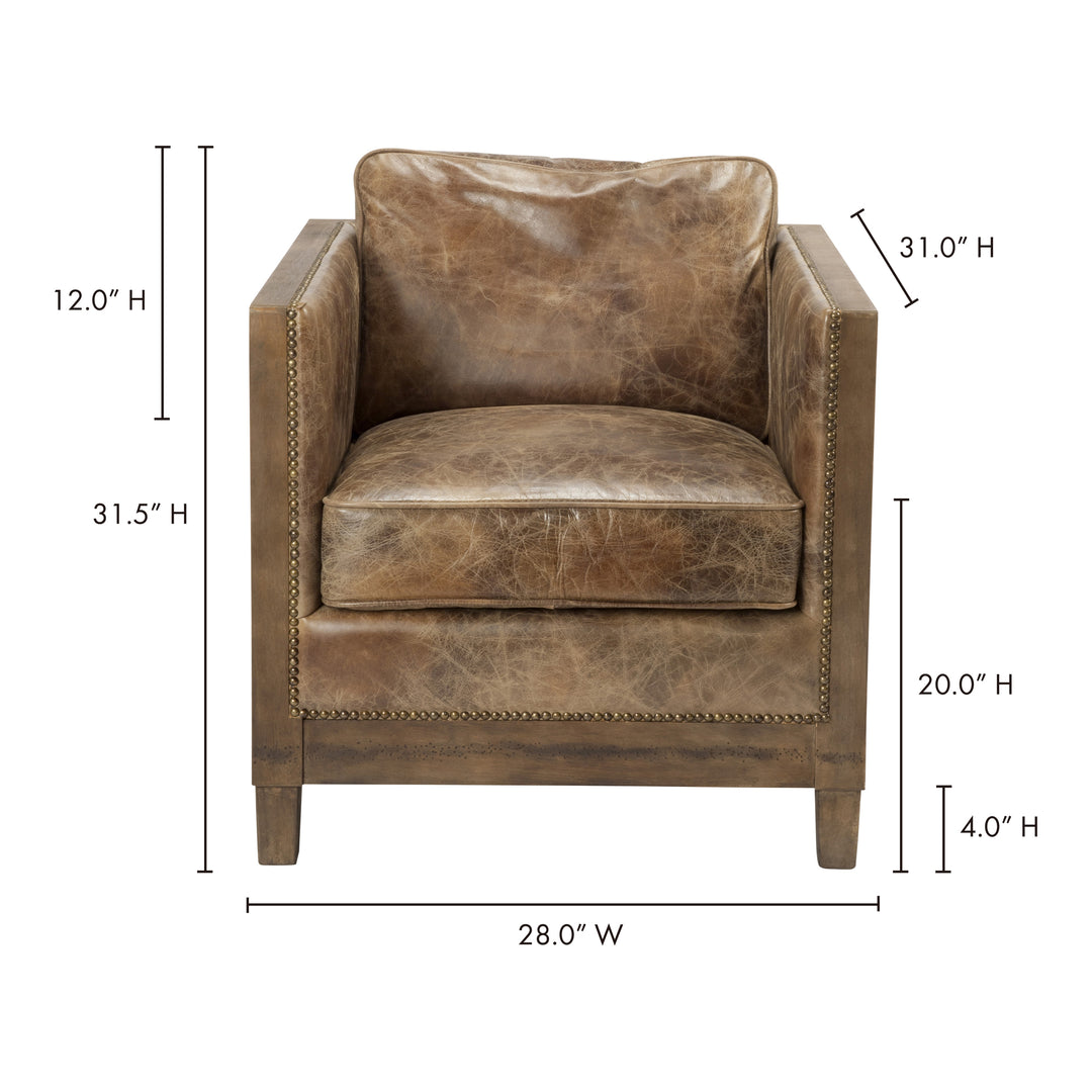 American Home Furniture | Moe's Home Collection - Darlington Club Chair Grazed Brown Leather