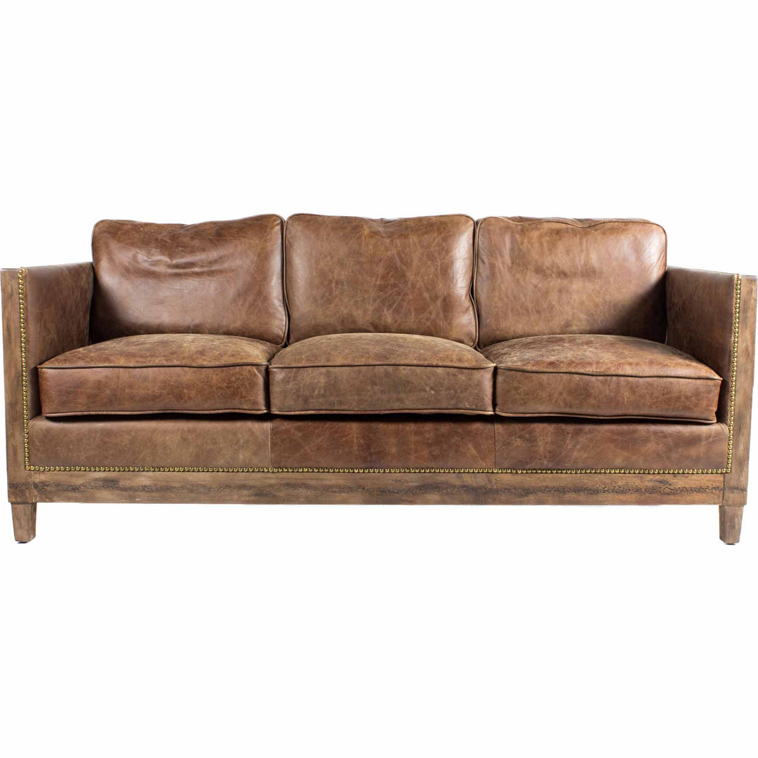 American Home Furniture | Moe's Home Collection - Darlington Sofa Grazed Brown Leather