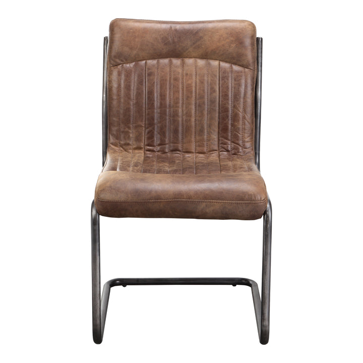 American Home Furniture | Moe's Home Collection - Ansel Dining Chair Grazed Brown Leather-Set Of Two