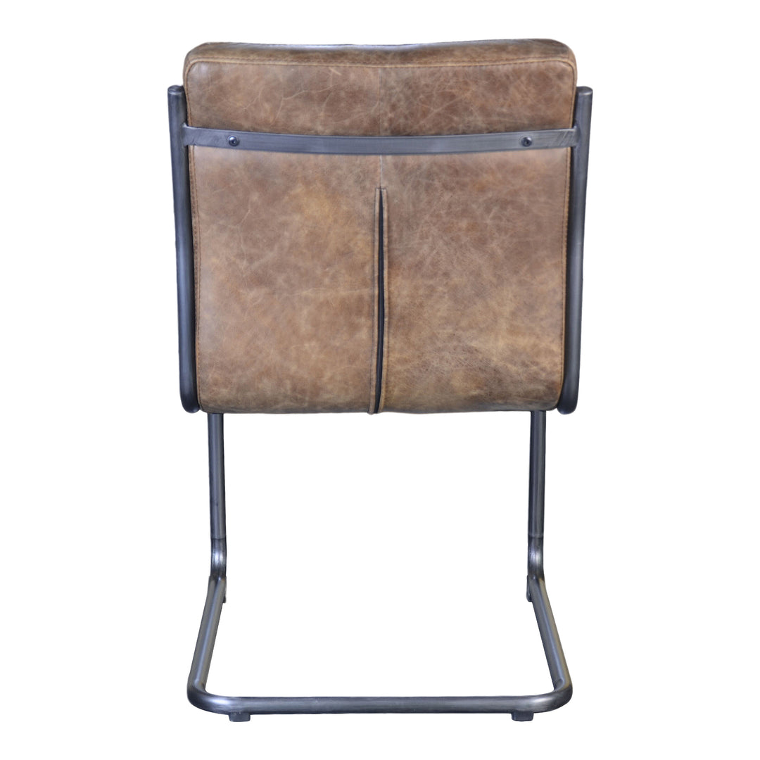 American Home Furniture | Moe's Home Collection - Ansel Dining Chair Grazed Brown Leather-Set Of Two