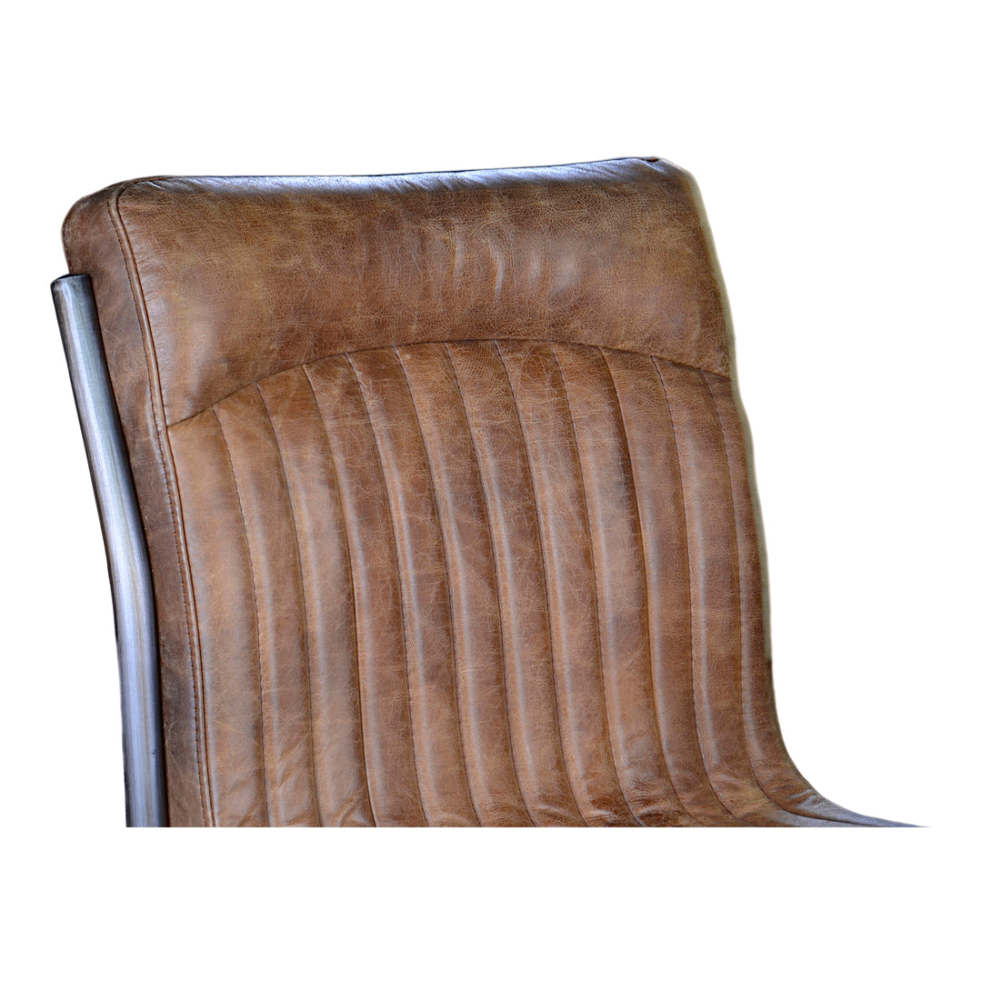 American Home Furniture | Moe's Home Collection - Ansel Dining Chair Grazed Brown Leather-Set Of Two