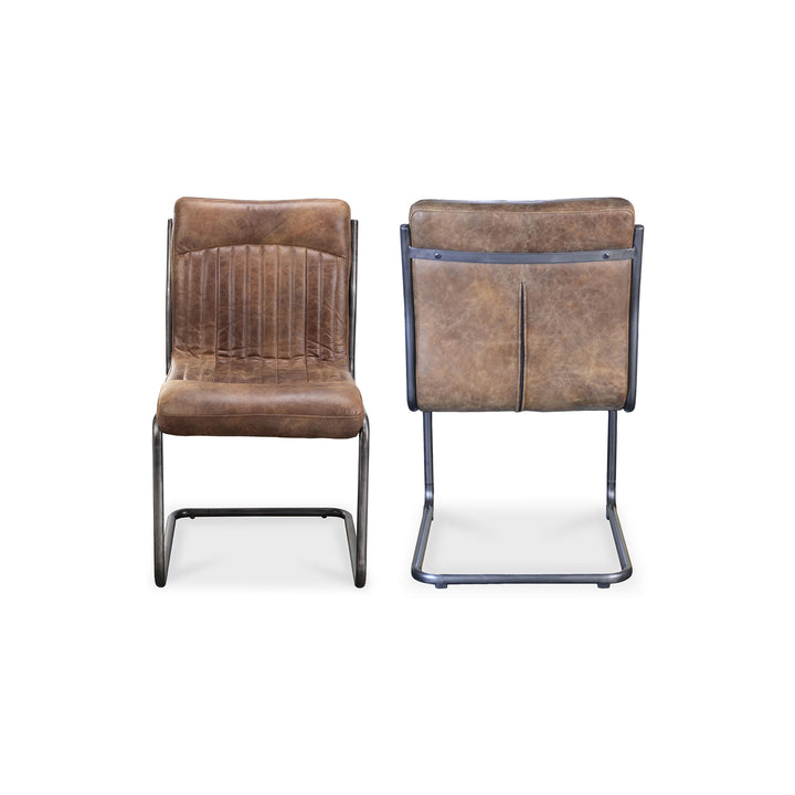 American Home Furniture | Moe's Home Collection - Ansel Dining Chair Grazed Brown Leather-Set Of Two