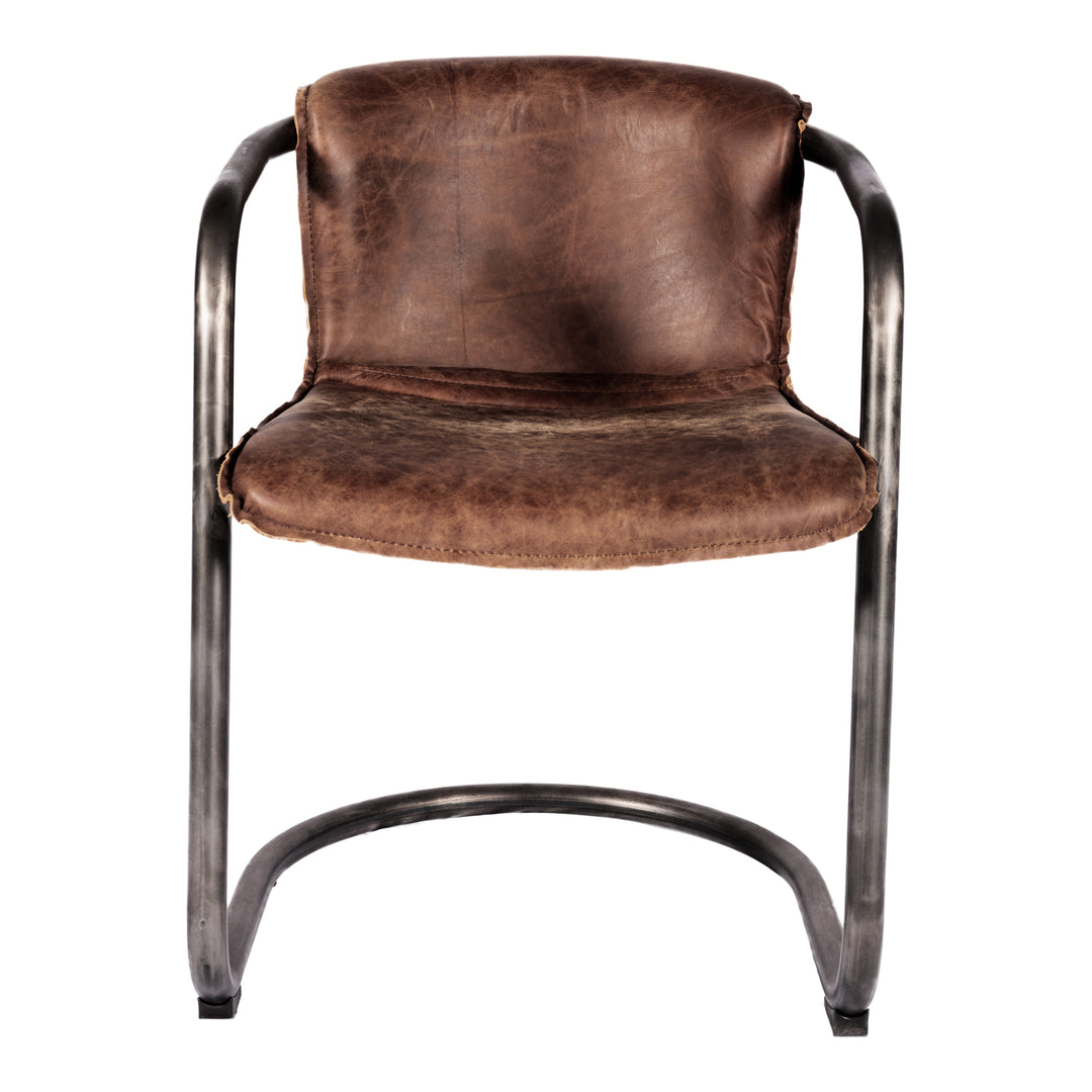 American Home Furniture | Moe's Home Collection - Benedict Dining Chair Grazed Brown Leather -Set Of Two