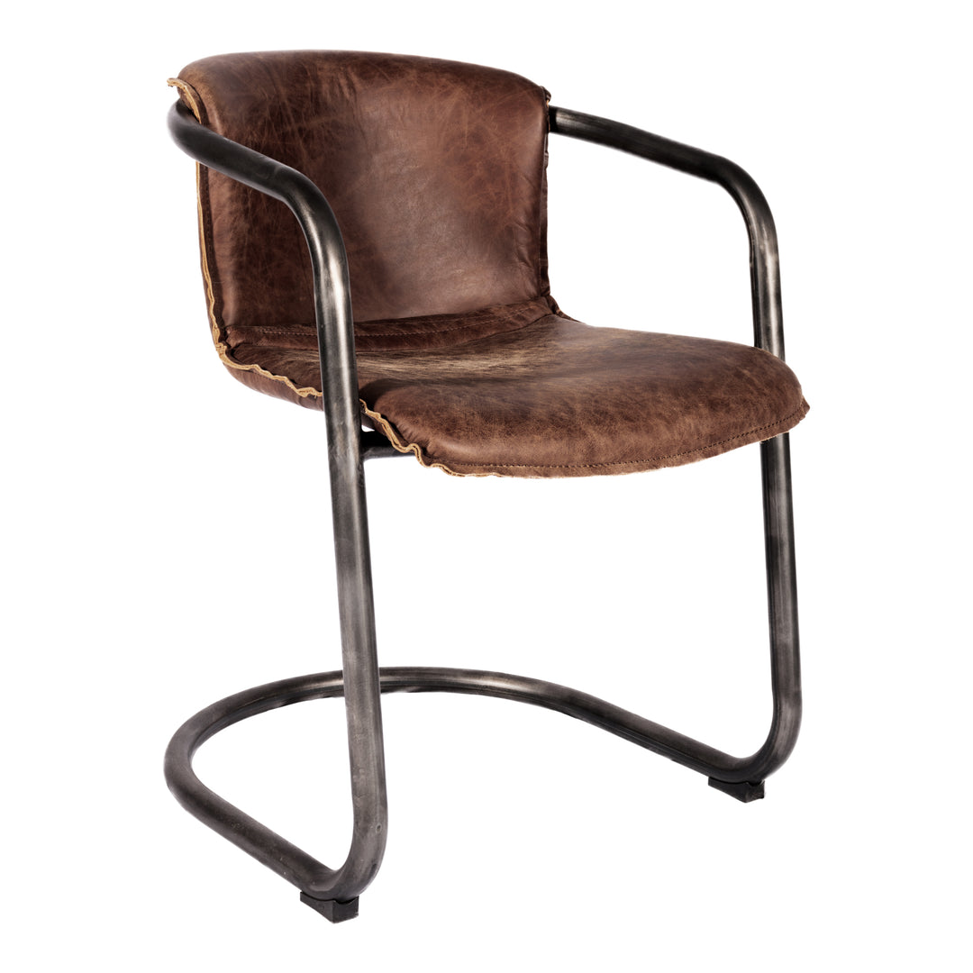 American Home Furniture | Moe's Home Collection - Benedict Dining Chair Grazed Brown Leather -Set Of Two