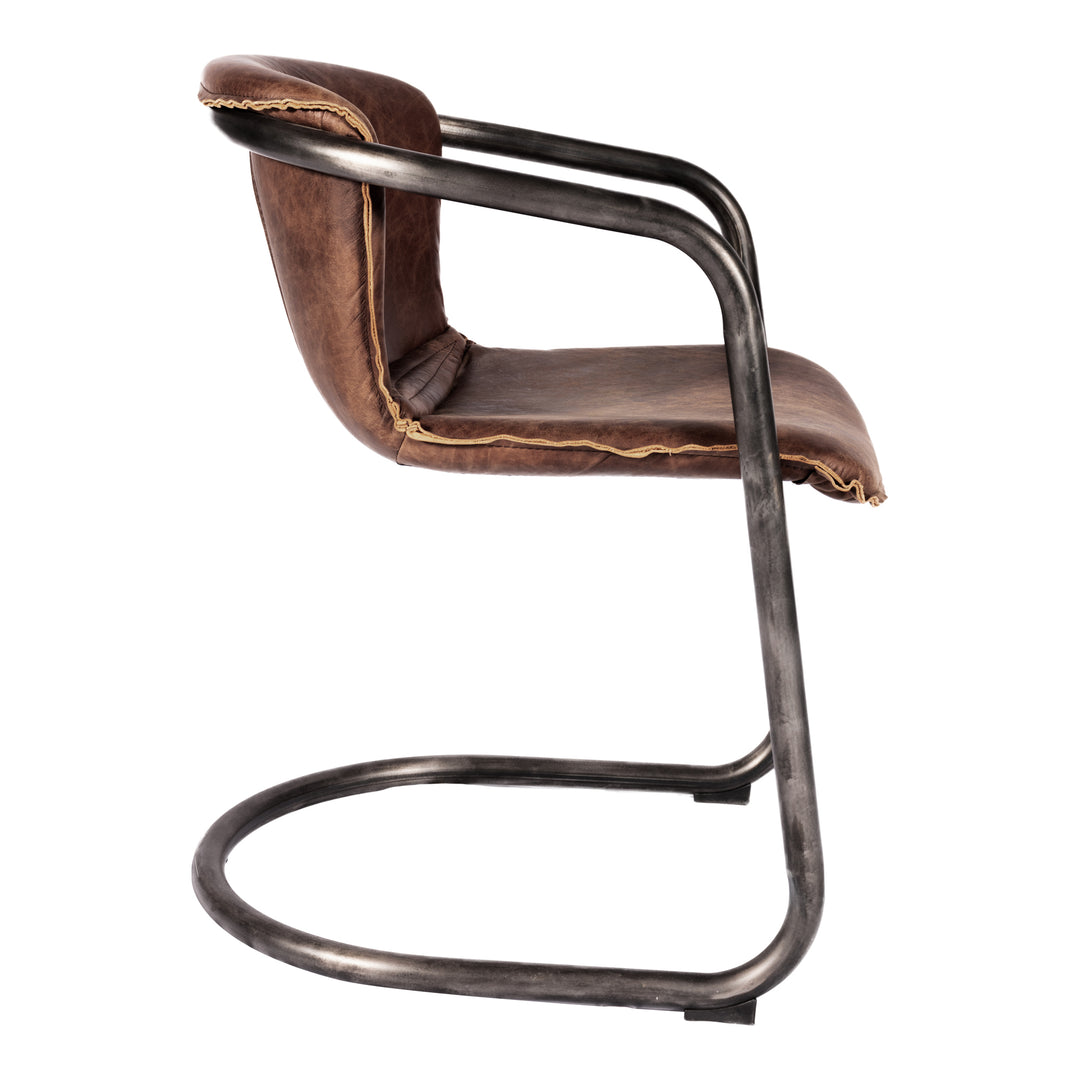 American Home Furniture | Moe's Home Collection - Benedict Dining Chair Grazed Brown Leather -Set Of Two