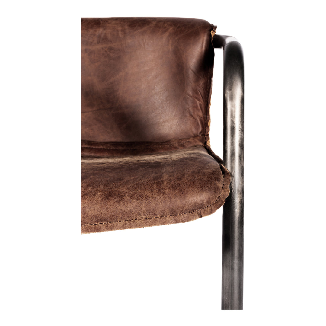 American Home Furniture | Moe's Home Collection - Benedict Dining Chair Grazed Brown Leather -Set Of Two