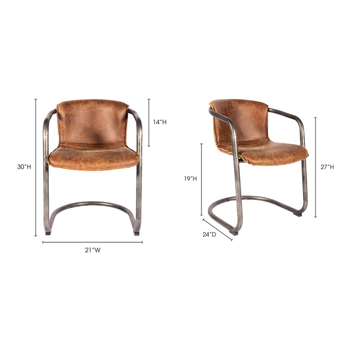 American Home Furniture | Moe's Home Collection - Benedict Dining Chair Grazed Brown Leather -Set Of Two