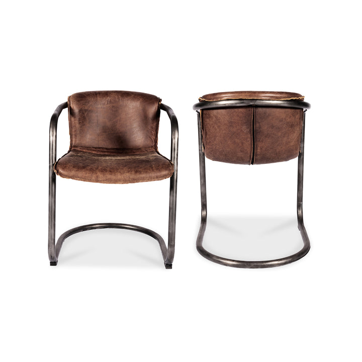 American Home Furniture | Moe's Home Collection - Benedict Dining Chair Grazed Brown Leather -Set Of Two