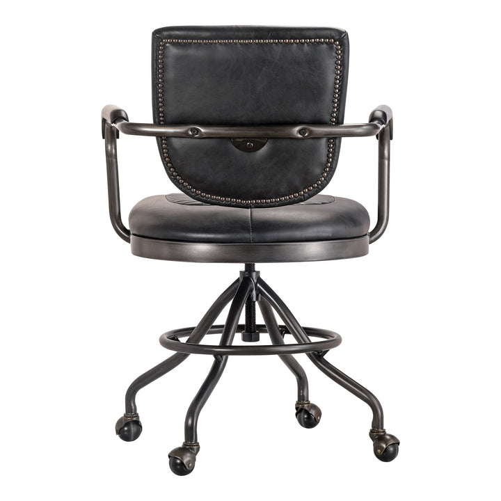 American Home Furniture | Moe's Home Collection - Foster Swivel Desk Chair Onyx Black Leather