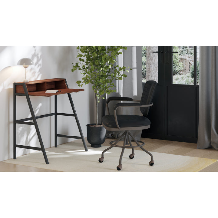 American Home Furniture | Moe's Home Collection - Foster Swivel Desk Chair Onyx Black Leather