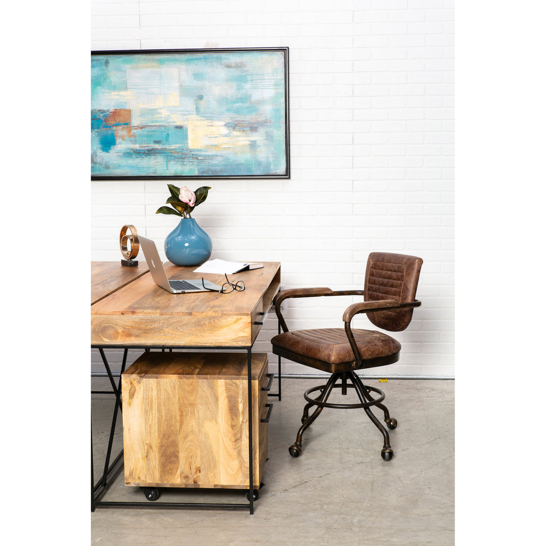 American Home Furniture | Moe's Home Collection - Foster Swivel Desk Chair Con Pana Brown Leather