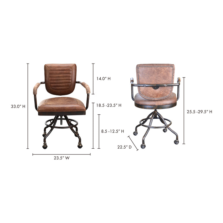 American Home Furniture | Moe's Home Collection - Foster Swivel Desk Chair Con Pana Brown Leather