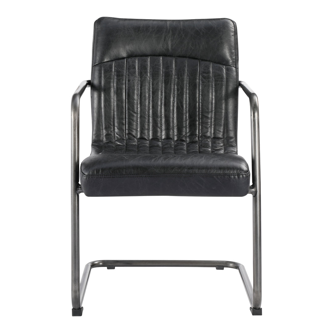 American Home Furniture | Moe's Home Collection - Ansel Arm Chair Onyx Black Leather -Set Of Two