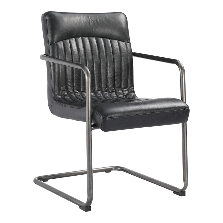 American Home Furniture | Moe's Home Collection - Ansel Arm Chair Onyx Black Leather -Set Of Two