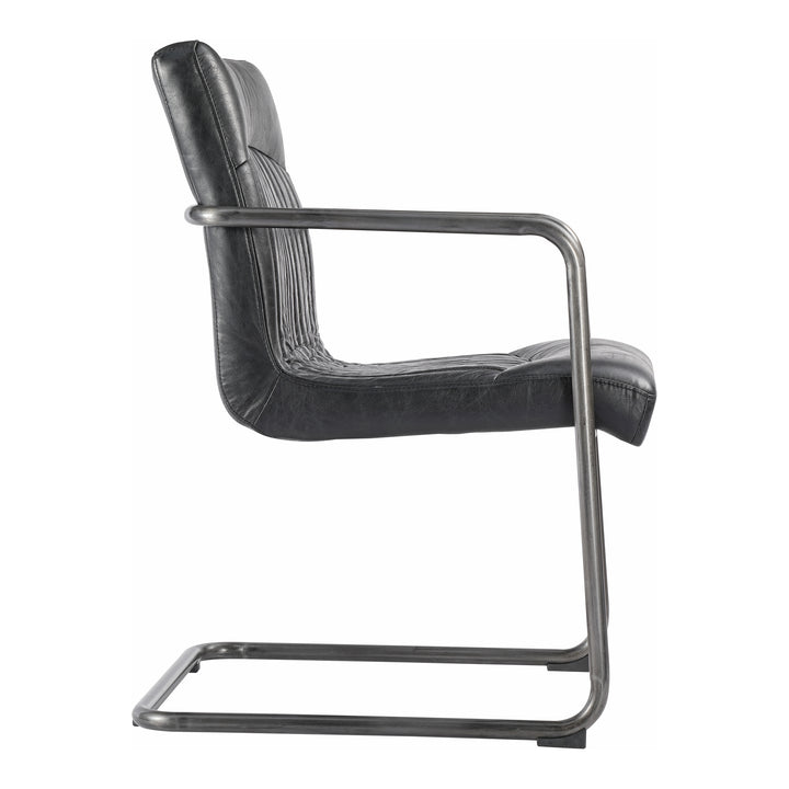 American Home Furniture | Moe's Home Collection - Ansel Arm Chair Onyx Black Leather -Set Of Two