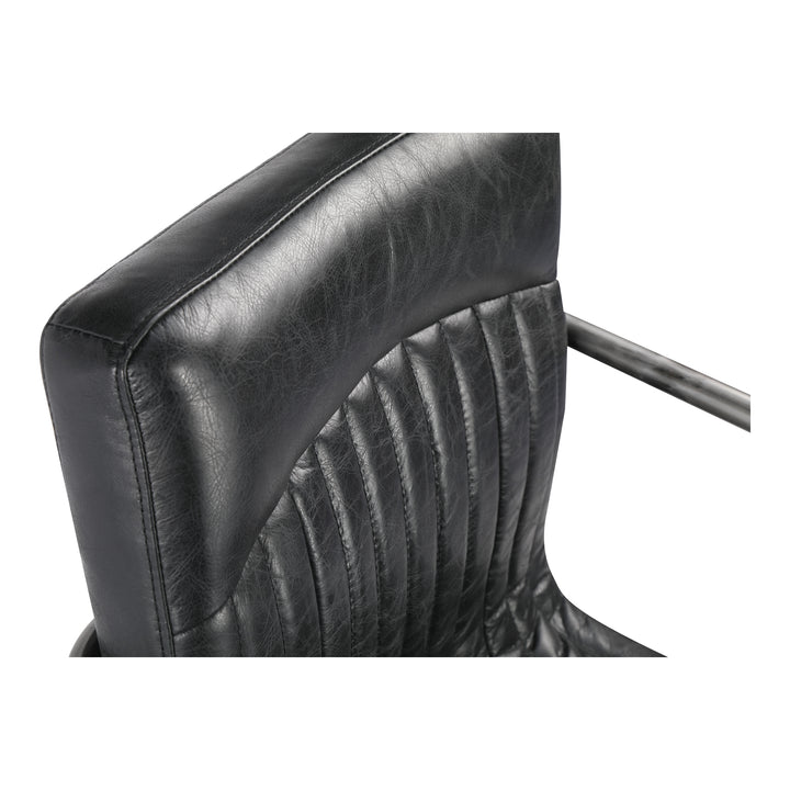 American Home Furniture | Moe's Home Collection - Ansel Arm Chair Onyx Black Leather -Set Of Two