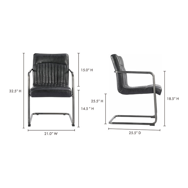 American Home Furniture | Moe's Home Collection - Ansel Arm Chair Onyx Black Leather -Set Of Two