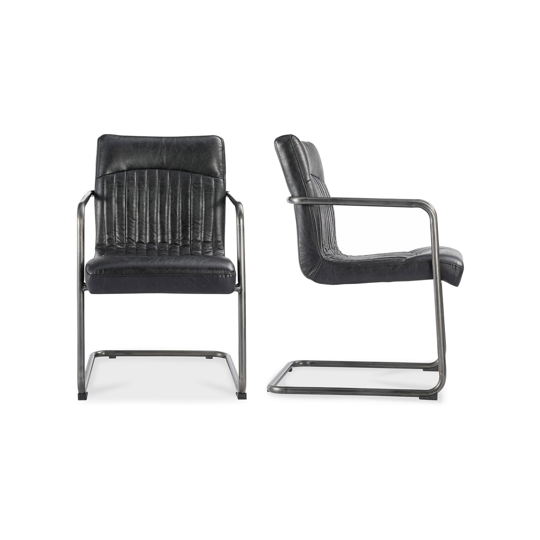 American Home Furniture | Moe's Home Collection - Ansel Arm Chair Onyx Black Leather -Set Of Two