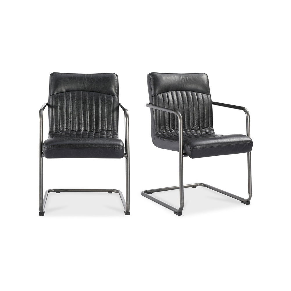 American Home Furniture | Moe's Home Collection - Ansel Arm Chair Onyx Black Leather -Set Of Two