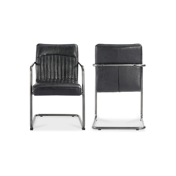 American Home Furniture | Moe's Home Collection - Ansel Arm Chair Onyx Black Leather -Set Of Two