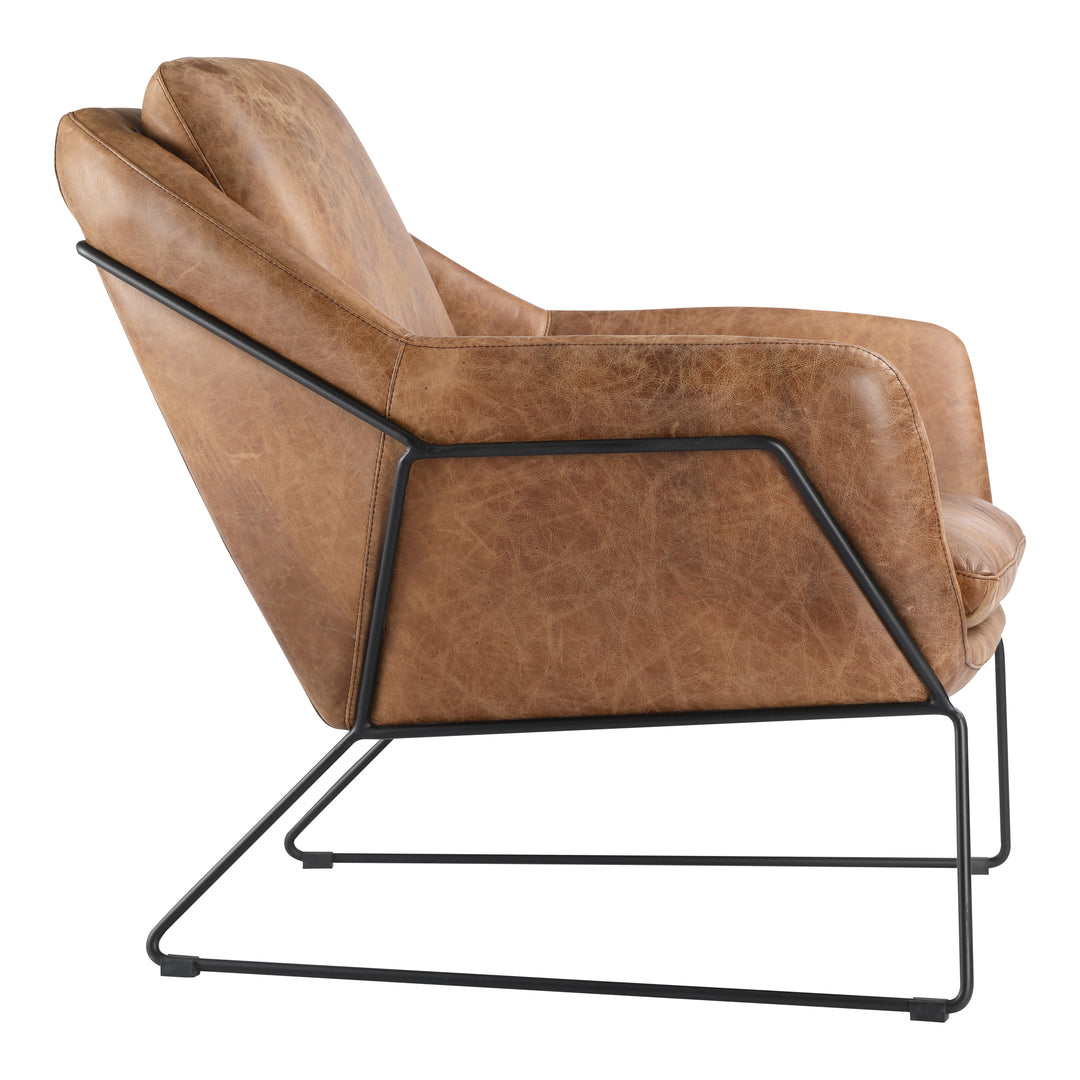 American Home Furniture | Moe's Home Collection - Greer Club Chair Open Road Brown Leather