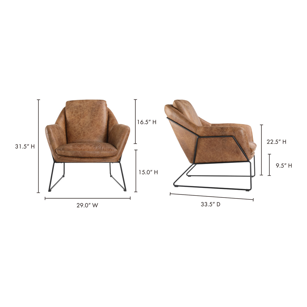 American Home Furniture | Moe's Home Collection - Greer Club Chair Open Road Brown Leather