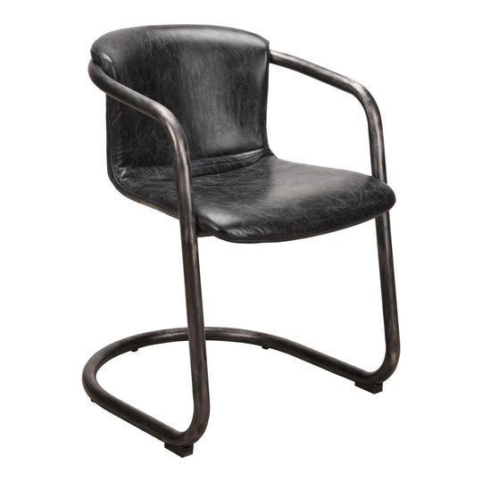 Moe's Home Collection - Freeman Dining Chair Onyx Black Leather  - Set of 2 - PK-1059-02 | American Home Furniture