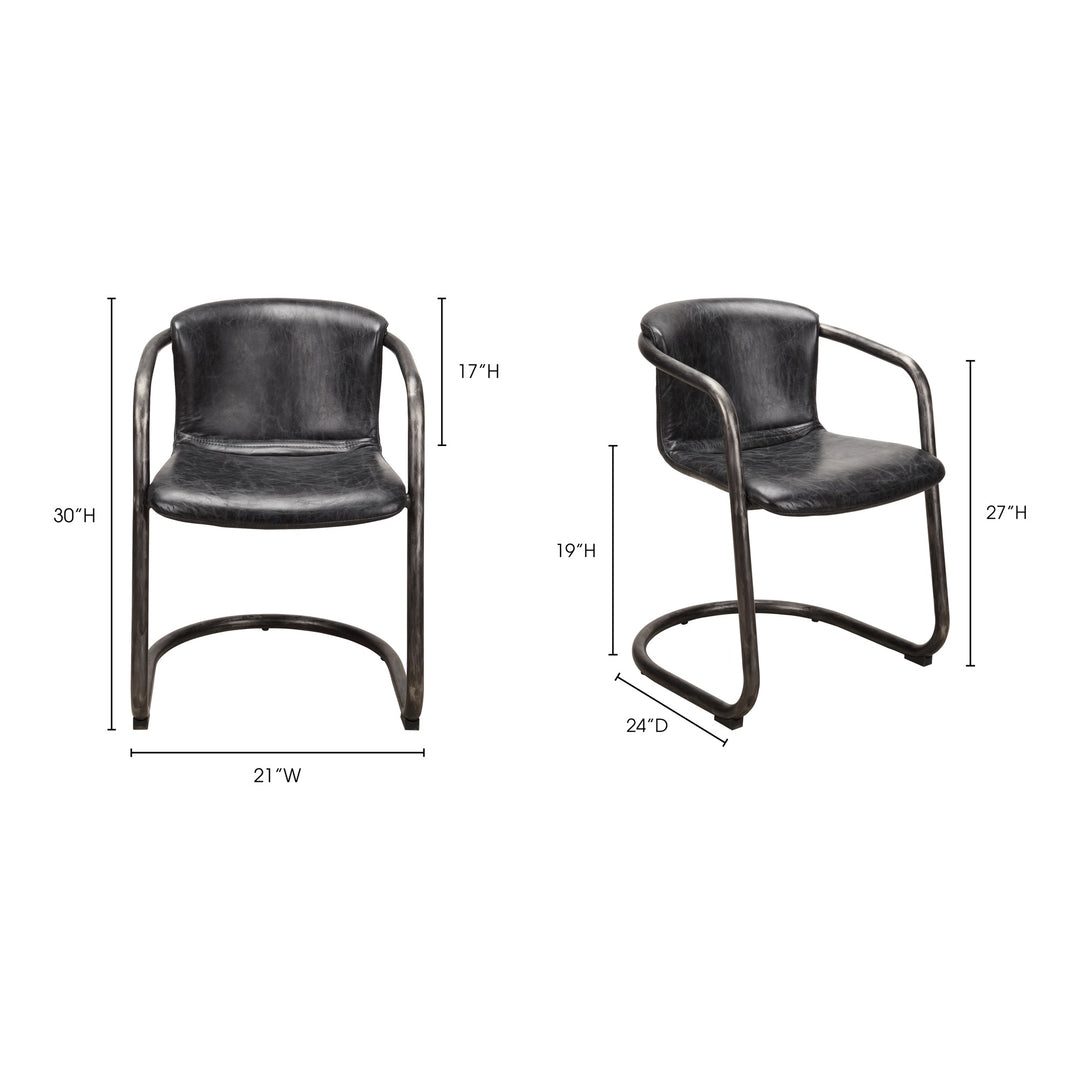 American Home Furniture | Moe's Home Collection - Freeman Dining Chair Onyx Black Leather -Set Of Two