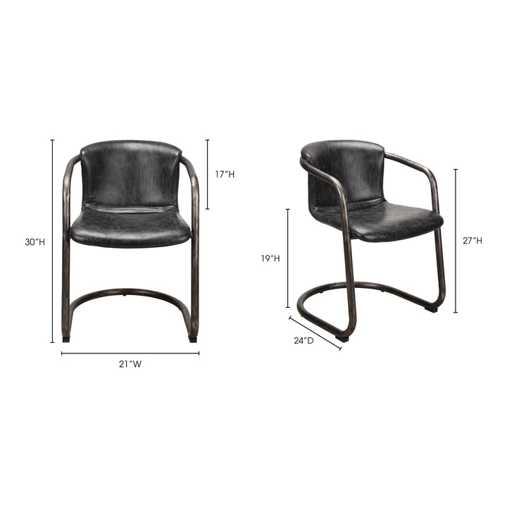 American Home Furniture | Moe's Home Collection - Freeman Dining Chair Onyx Black Leather -Set Of Two