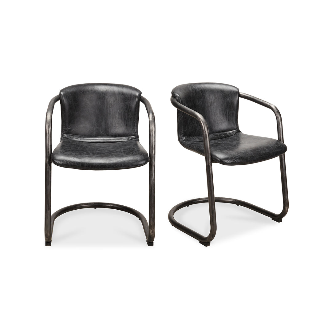 American Home Furniture | Moe's Home Collection - Freeman Dining Chair Onyx Black Leather -Set Of Two