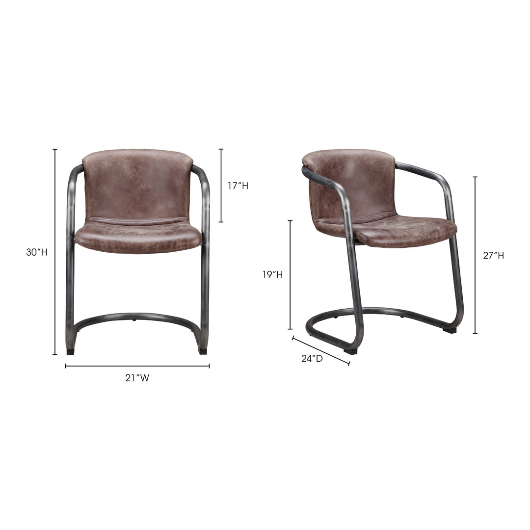 American Home Furniture | Moe's Home Collection - Freeman Dining Chair Grazed Brown Leather-Set Of Two