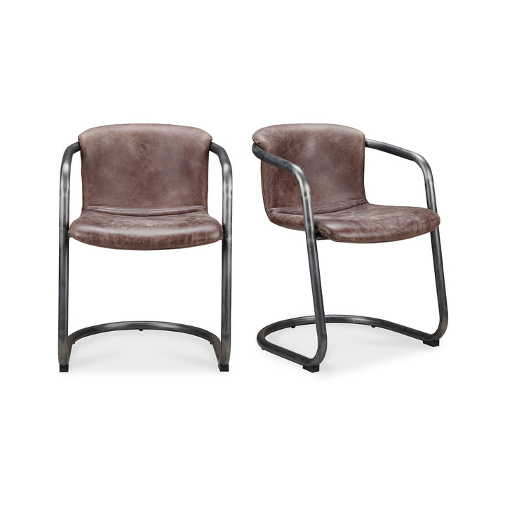 American Home Furniture | Moe's Home Collection - Freeman Dining Chair Grazed Brown Leather-Set Of Two