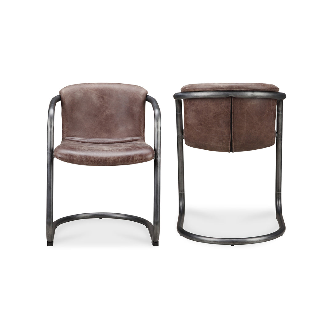 American Home Furniture | Moe's Home Collection - Freeman Dining Chair Grazed Brown Leather-Set Of Two