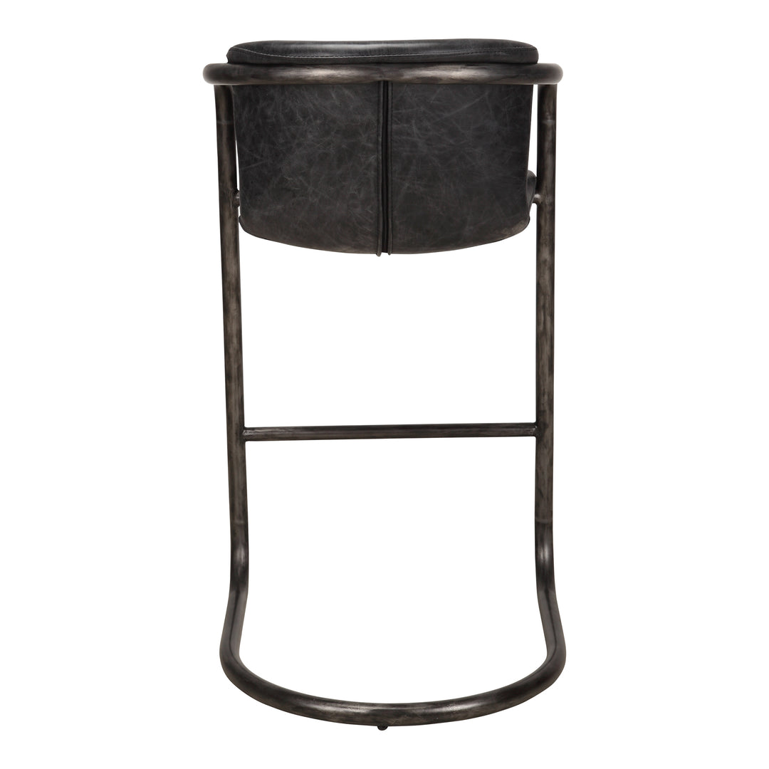American Home Furniture | Moe's Home Collection - Freeman Barstool Onyx Black Leather -Set Of Two