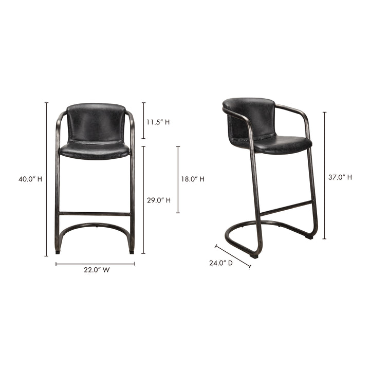 American Home Furniture | Moe's Home Collection - Freeman Barstool Onyx Black Leather -Set Of Two