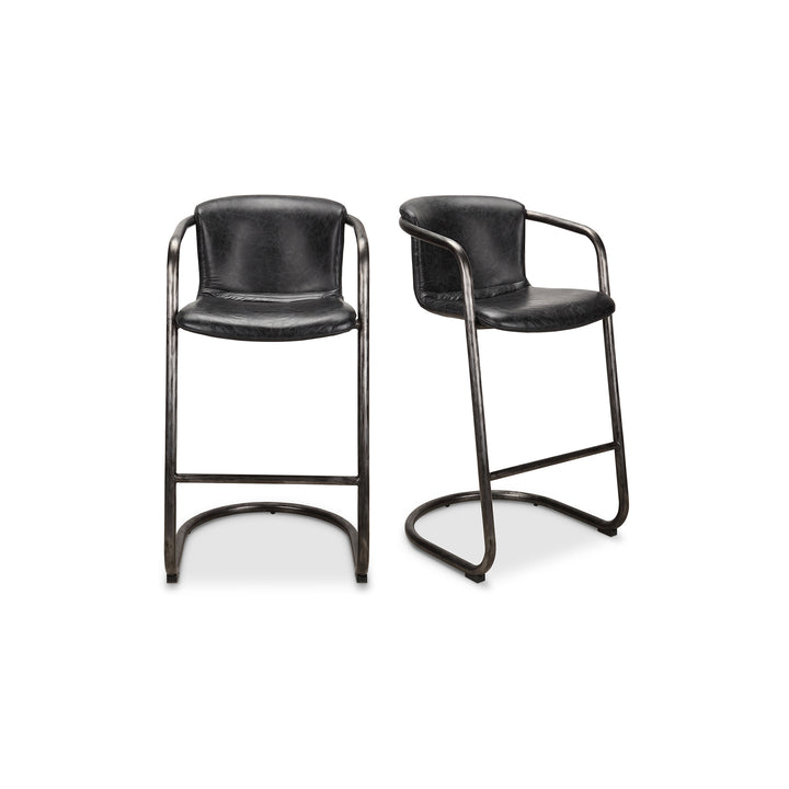 American Home Furniture | Moe's Home Collection - Freeman Barstool Onyx Black Leather -Set Of Two