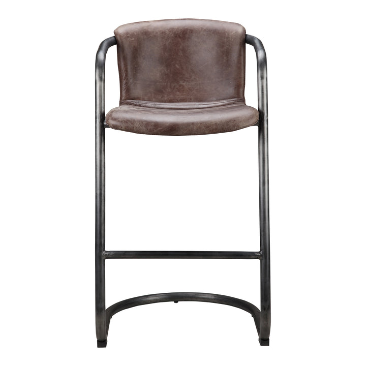 American Home Furniture | Moe's Home Collection - Freeman Barstool Grazed Brown Leather-Set Of Two