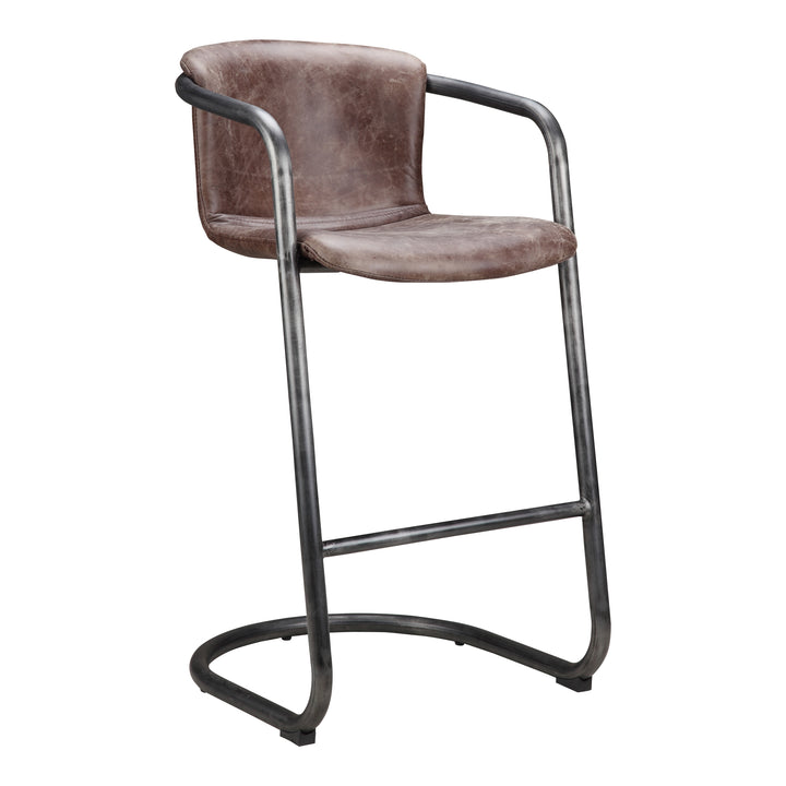 American Home Furniture | Moe's Home Collection - Freeman Barstool Grazed Brown Leather-Set Of Two