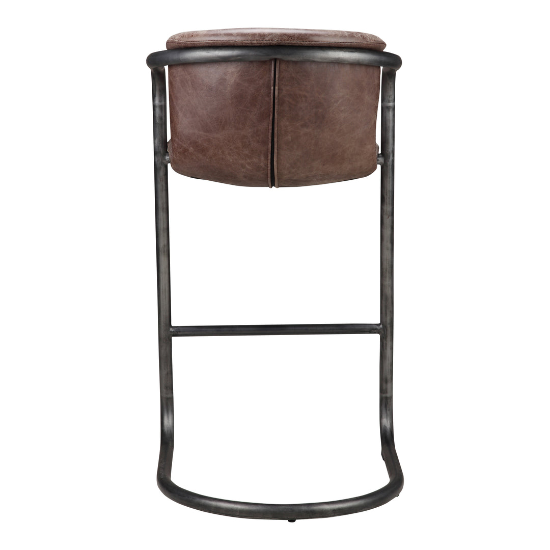 American Home Furniture | Moe's Home Collection - Freeman Barstool Grazed Brown Leather-Set Of Two