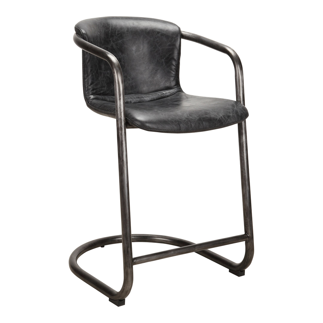 American Home Furniture | Moe's Home Collection - Freeman Counter Stool Onyx Black Leather -Set Of Two