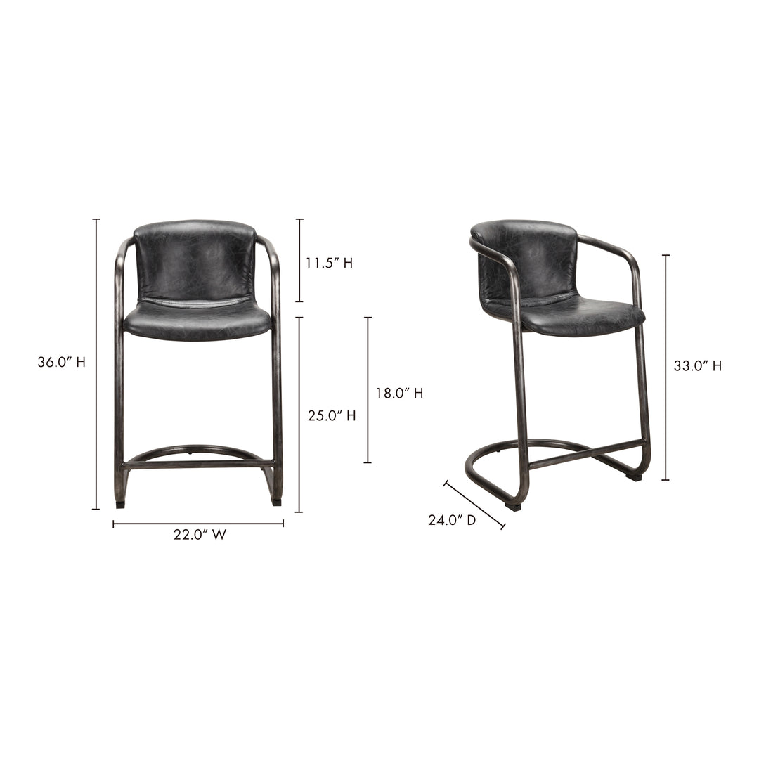 American Home Furniture | Moe's Home Collection - Freeman Counter Stool Onyx Black Leather -Set Of Two