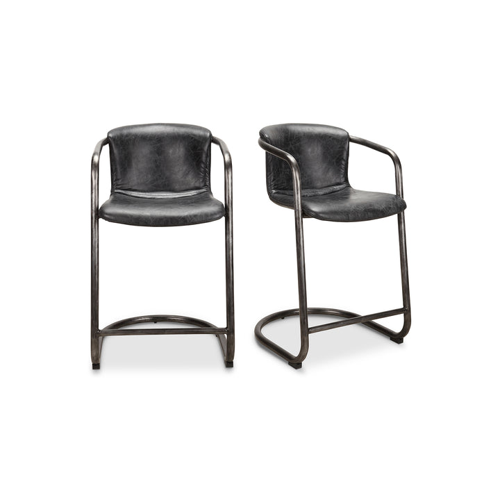 American Home Furniture | Moe's Home Collection - Freeman Counter Stool Onyx Black Leather -Set Of Two