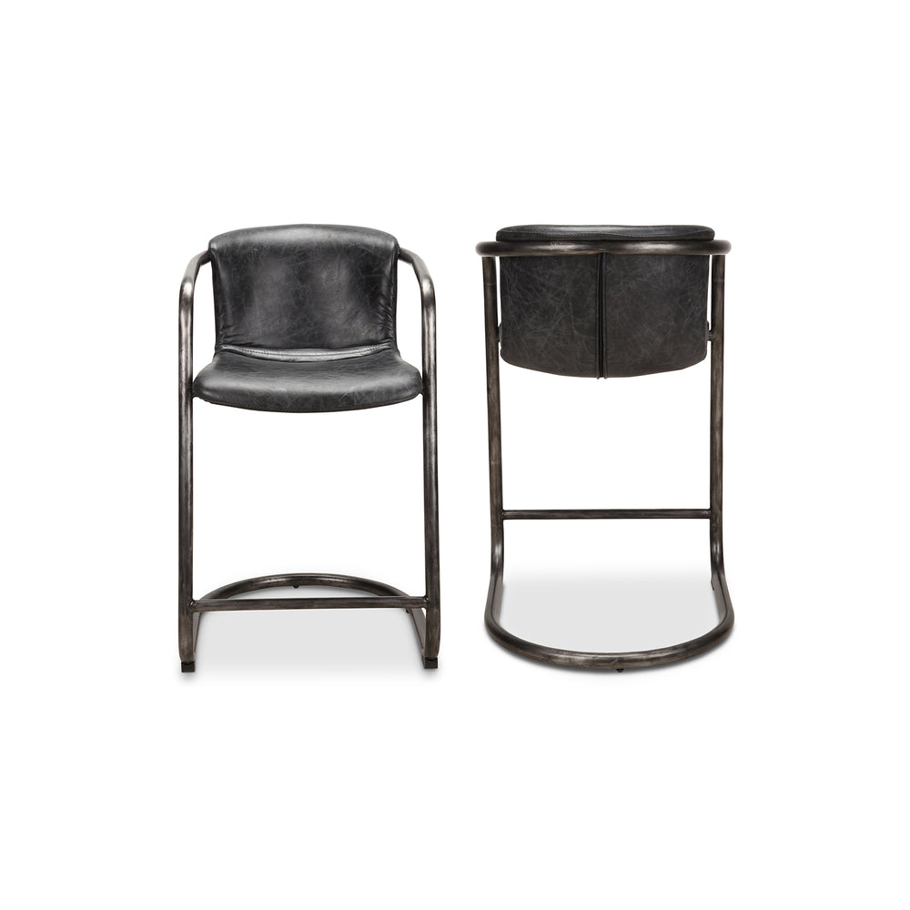 American Home Furniture | Moe's Home Collection - Freeman Counter Stool Onyx Black Leather -Set Of Two