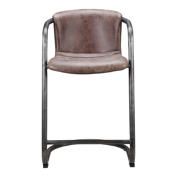 American Home Furniture | Moe's Home Collection - Freeman Counter Stool Grazed Brown Leather-Set Of Two